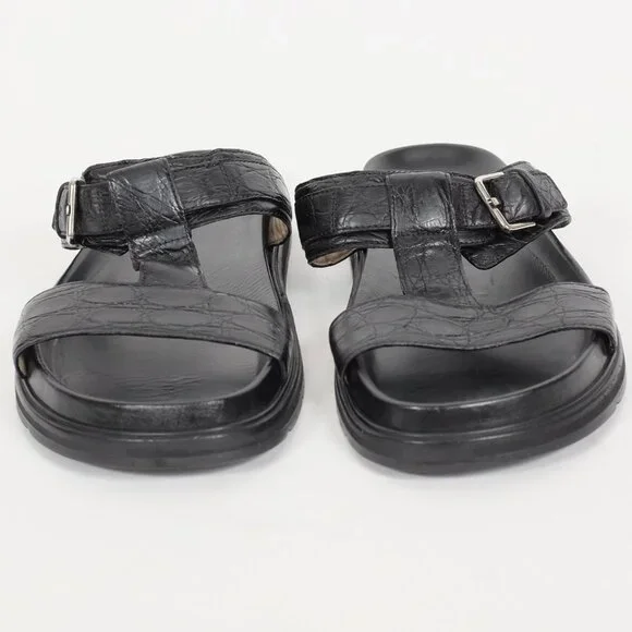 Dior Homme sandals shoes 43 US 10  black alligator crocodile CD buckle slides - Picture 6 of 11